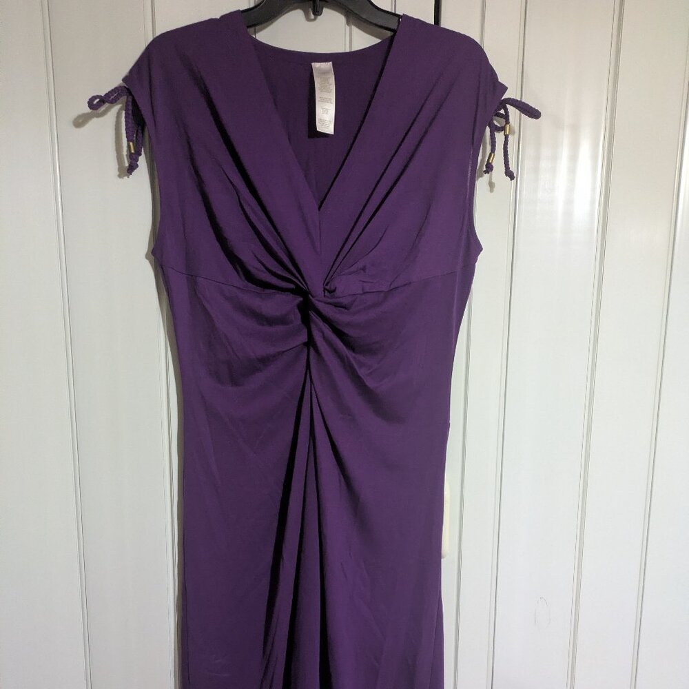 Purple High-Low Twist Front Dress